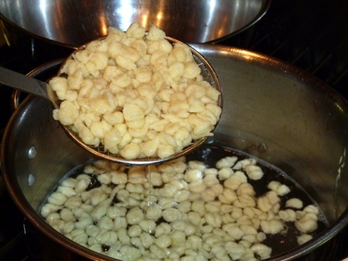 Scoop out and drain well the spaetzle