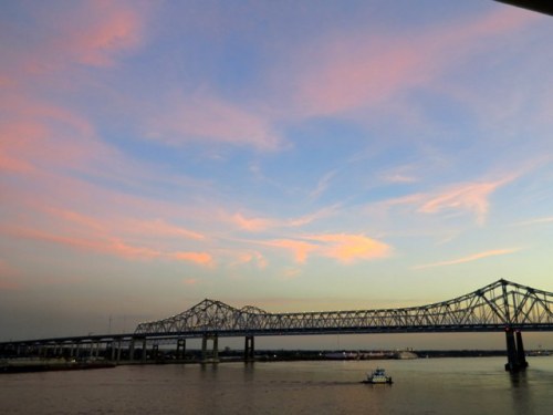 Pink Cotton Candy Clouds over the Mississippi