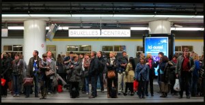 Rush Hour in Brussels — Human interest; Interesting composition achieved through cropping