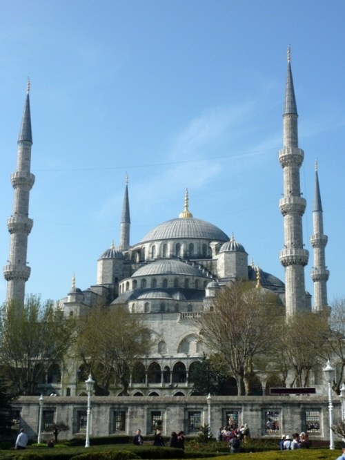 Heavens — The Blue Mosque, Istanbul — Scenery combined with negative space (blue sky) and off-symmetrical composition (Minarets)
