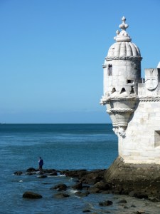 Fishing in the Shadow of History — Rule of Thirds (positioning of fisherman and fortress battlement)