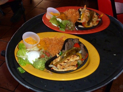 Going to the next table: Beef and Chicken Fajitas in the 