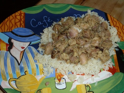 Serve over buttered long-grain rice or on toasted hamburger buns