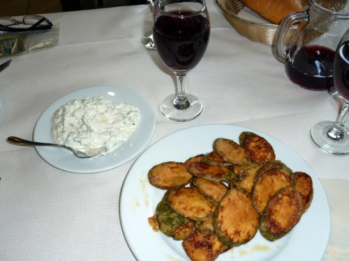 Fried Zucchini with Cucumber Yogurt Dip