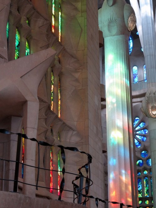 Stained Glass Light Playing on Column
