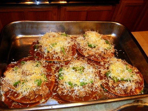 Top again with turkey, cheese, onion, and chile