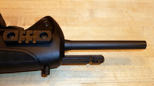 Front Picatinny rail extended and ready for a tactical light