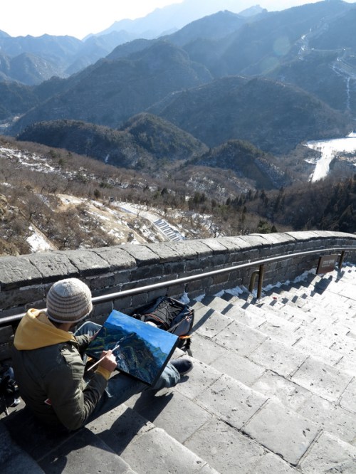 An American Tourist doing his "Dream Painting"