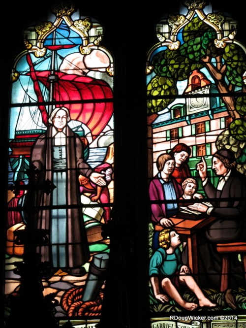 Stained glass designed by Quebec artist Jean-Baptiste Lagacé