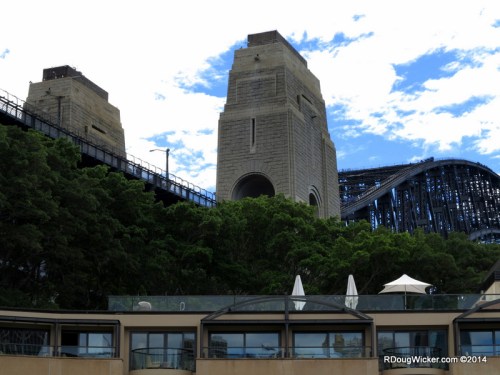 Massive Pylons — concrete faced with granite