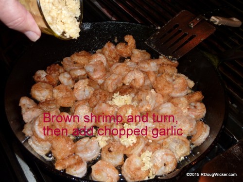 Brown the shrimp, add garlic