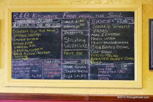 The menu changes daily — Saturday leans toward Southern-Style Barbeque