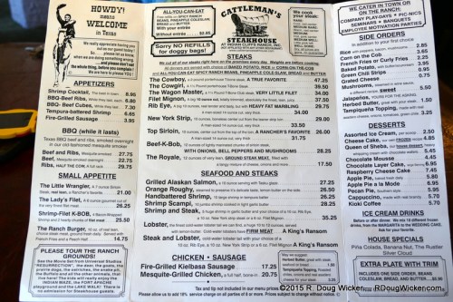 Cattleman's menu