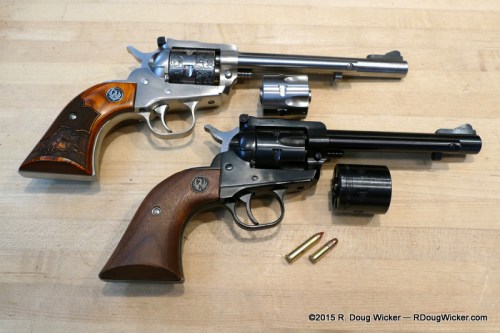 Two Single-Sixes each chambered in two rounds — .22LR and .22WMRF