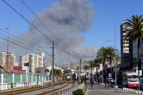 Intense Fire on the road from Santiago