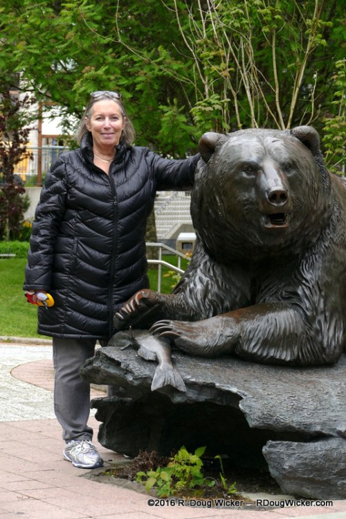 Ursula posing with an Ursa (Latin for "Bear")